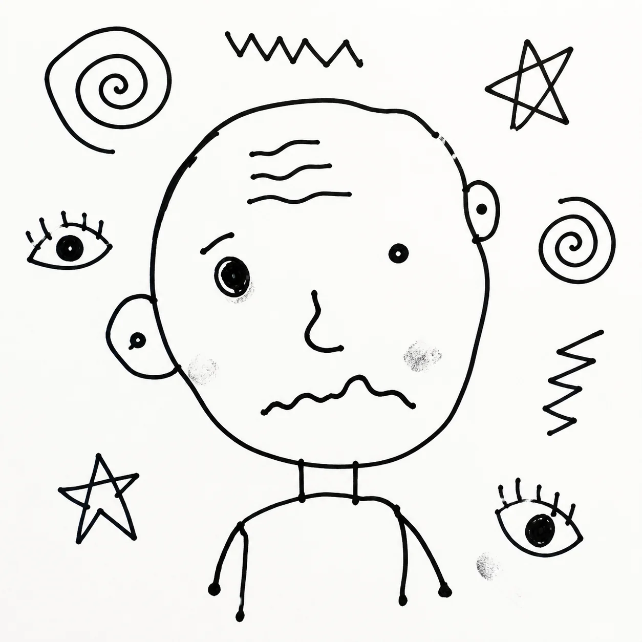 Doodlejak, a wobbly childlike marker drawing
